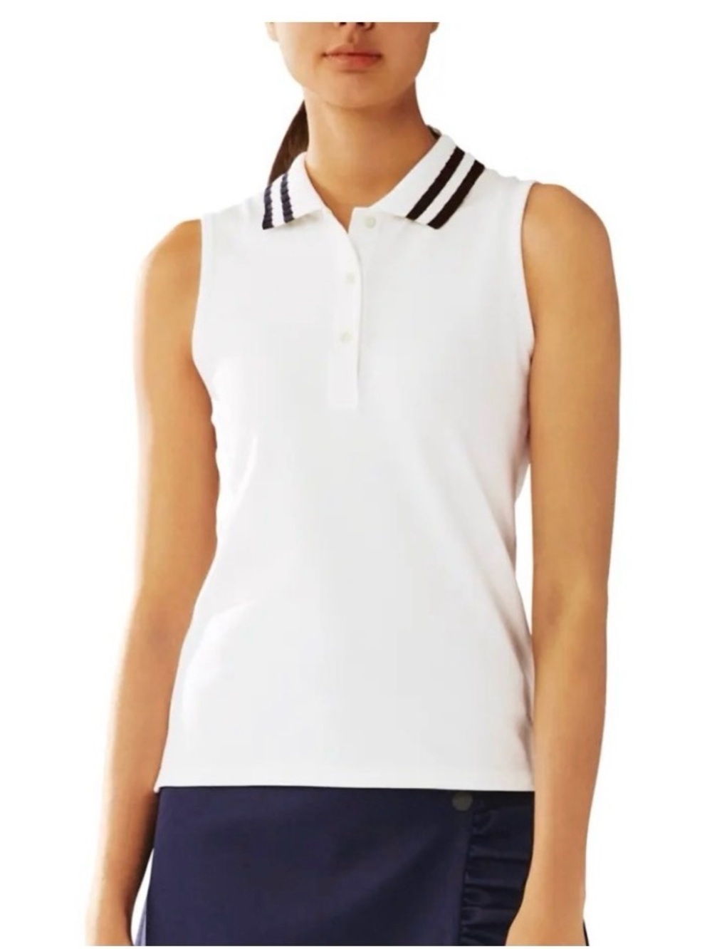Tory Burch/Sport Pleated Collar Sleeveless Polo